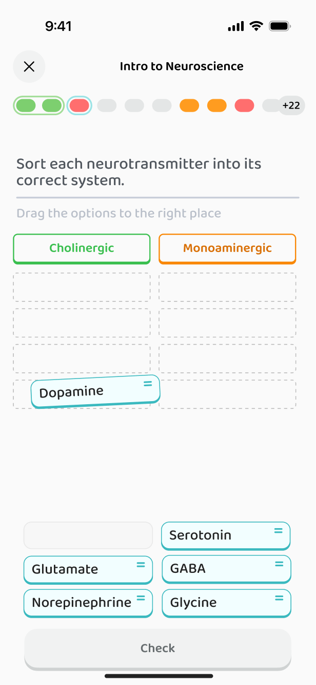 Sorting neurotransmitters into systems