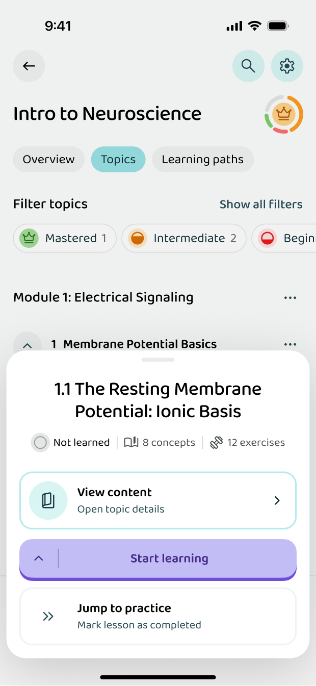 Starting a lesson inside a topic