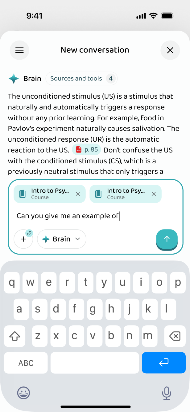 Asking the app about the Intro to Psychology material