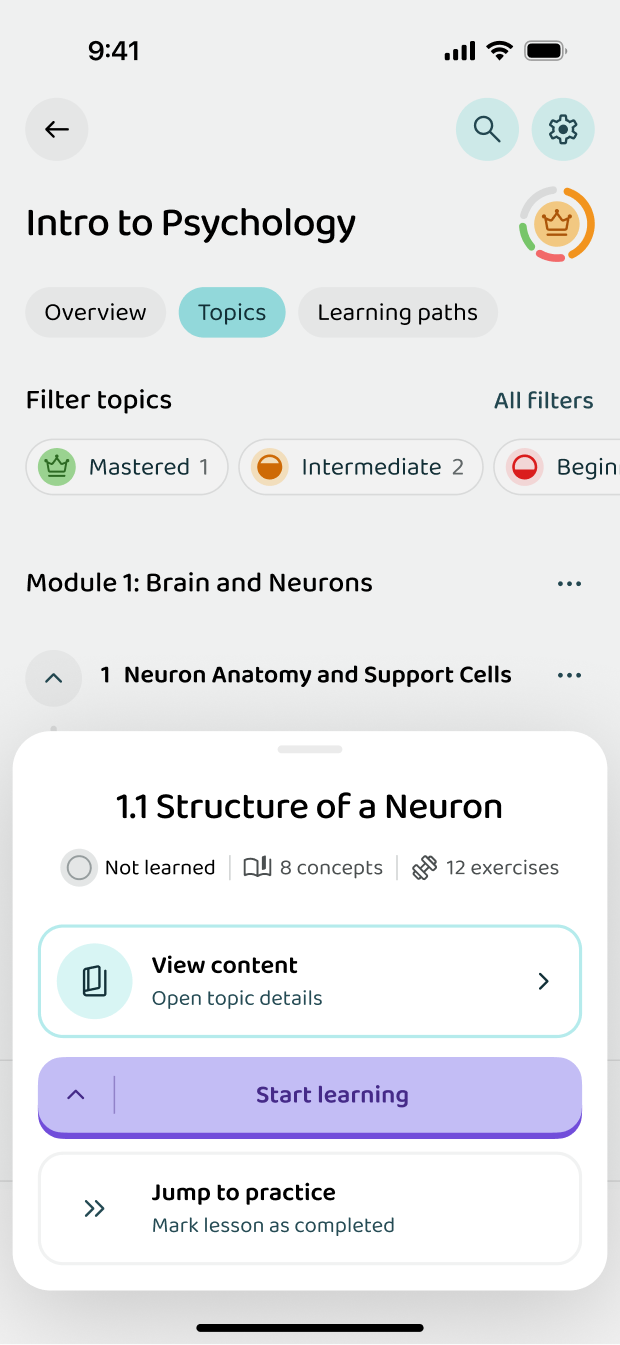 Starting a lesson inside a topic