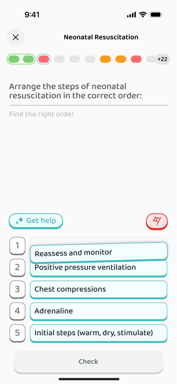 Ordering: the steps of neonatal resuscitation