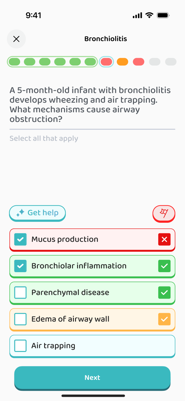 Multiple select: airway obstruction in bronchiolitis