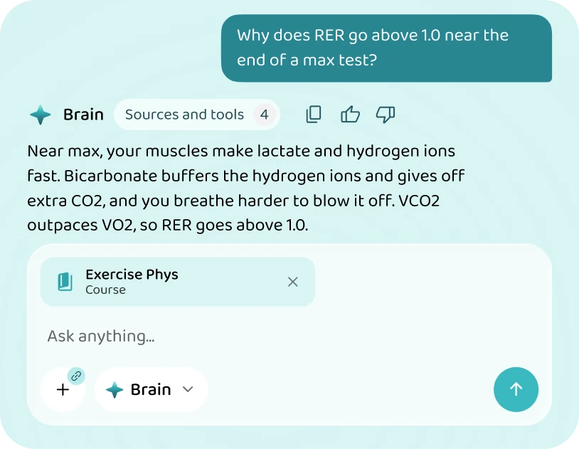 Brain explaining why RER goes above 1.0 near the end of a max test