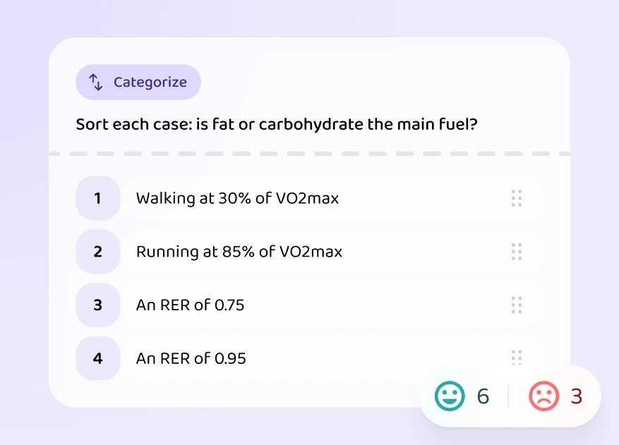 A sorting exercise: is fat or carbohydrate the main fuel?