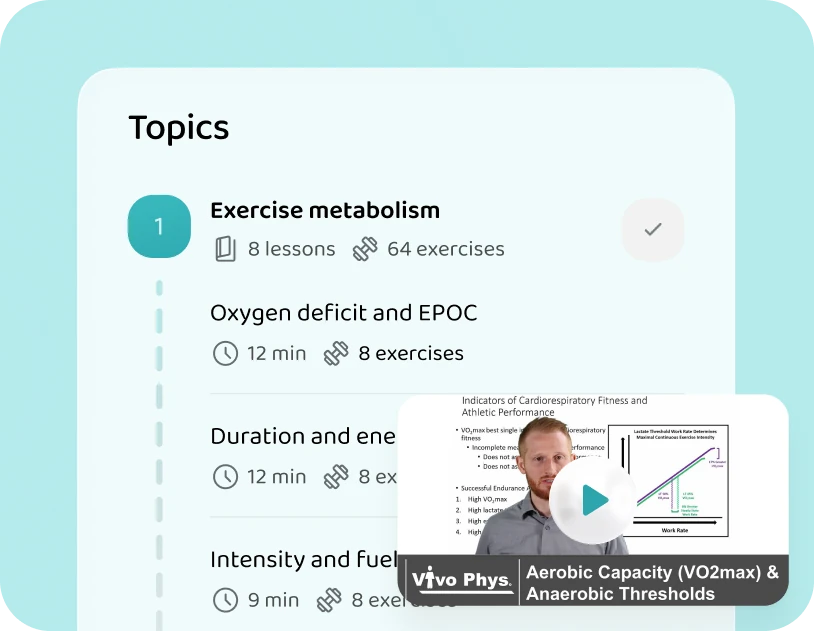 The Exercise metabolism unit in the app, with my lecture on VO2max and thresholds