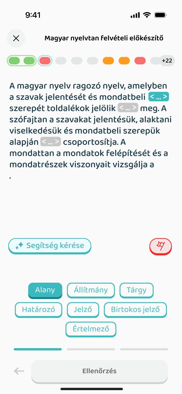 Szövegkiegészítős feladat