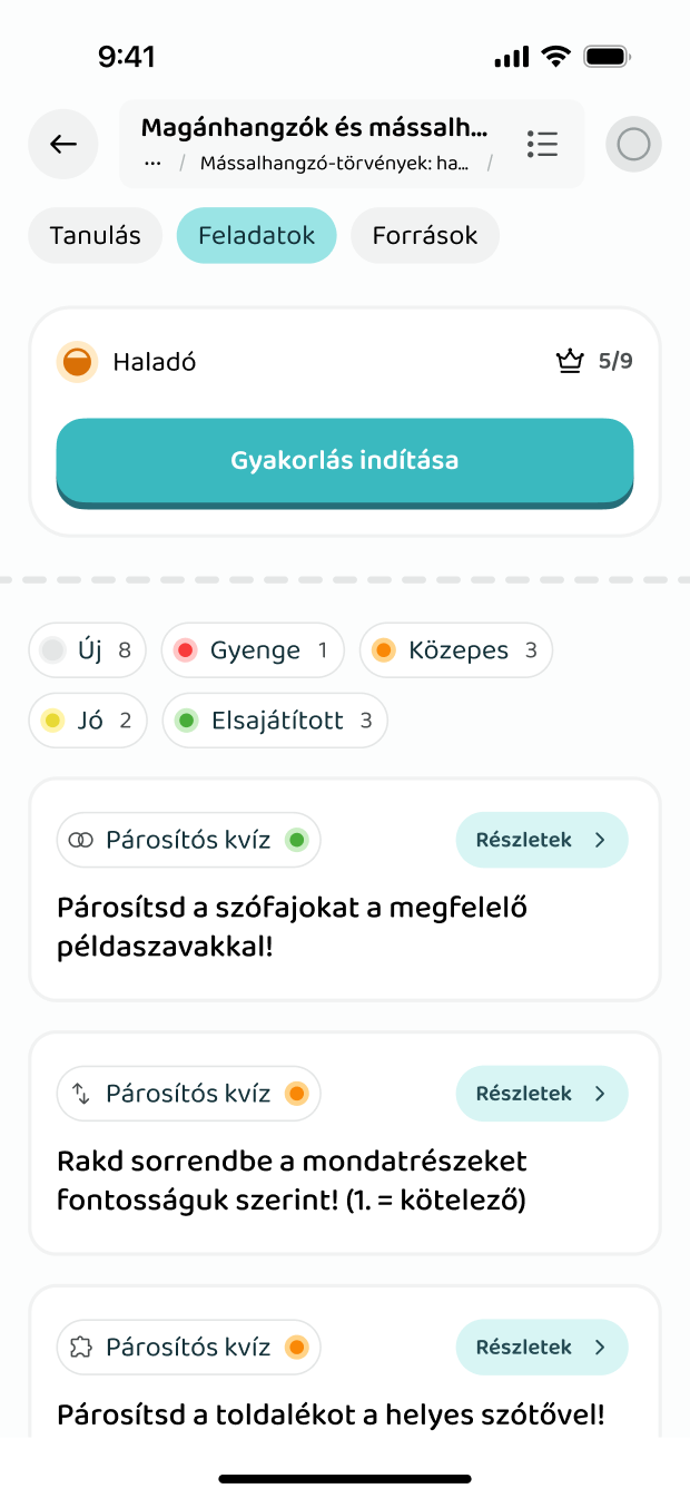 Egy altéma feladatai