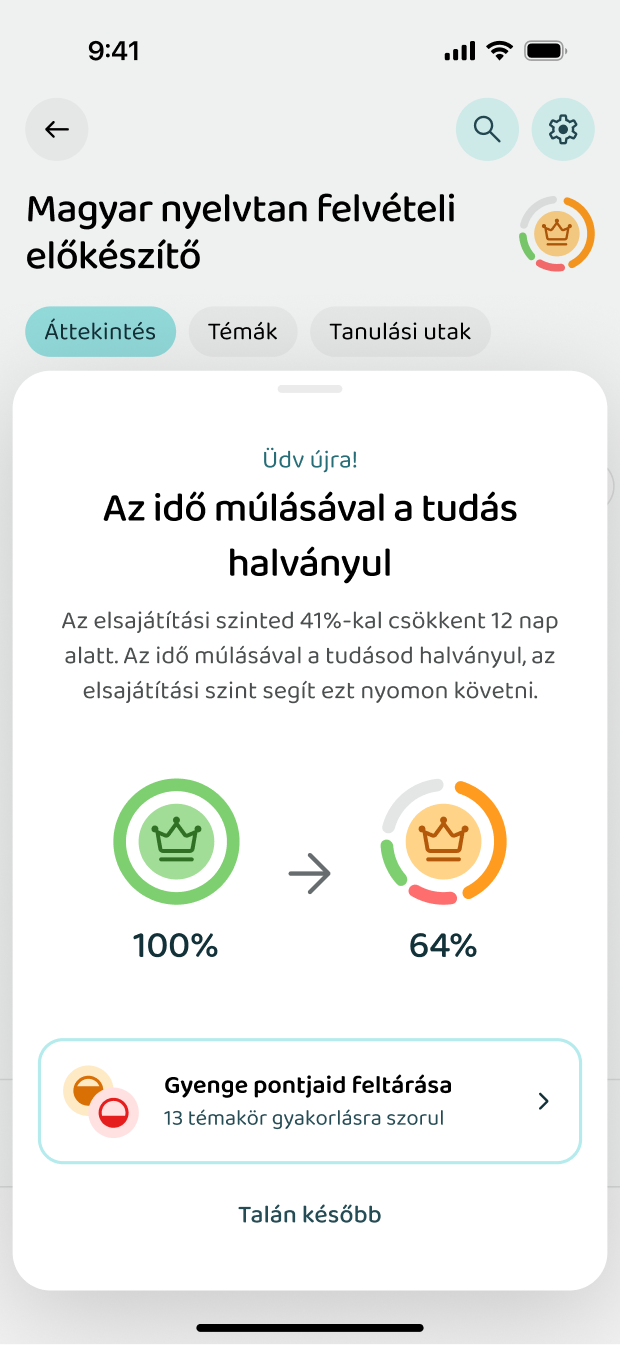 Figyelmeztetés, ha halványul a tudásszint